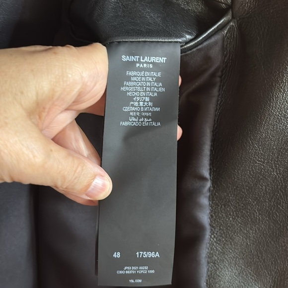 EUC SAINT LAURENT women’s black leather blazer size 48 - Picture 8 of 11